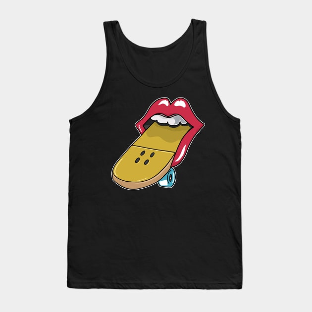 Glossy red lips skateboard tongue Skateboarding Tank Top by Mesyo